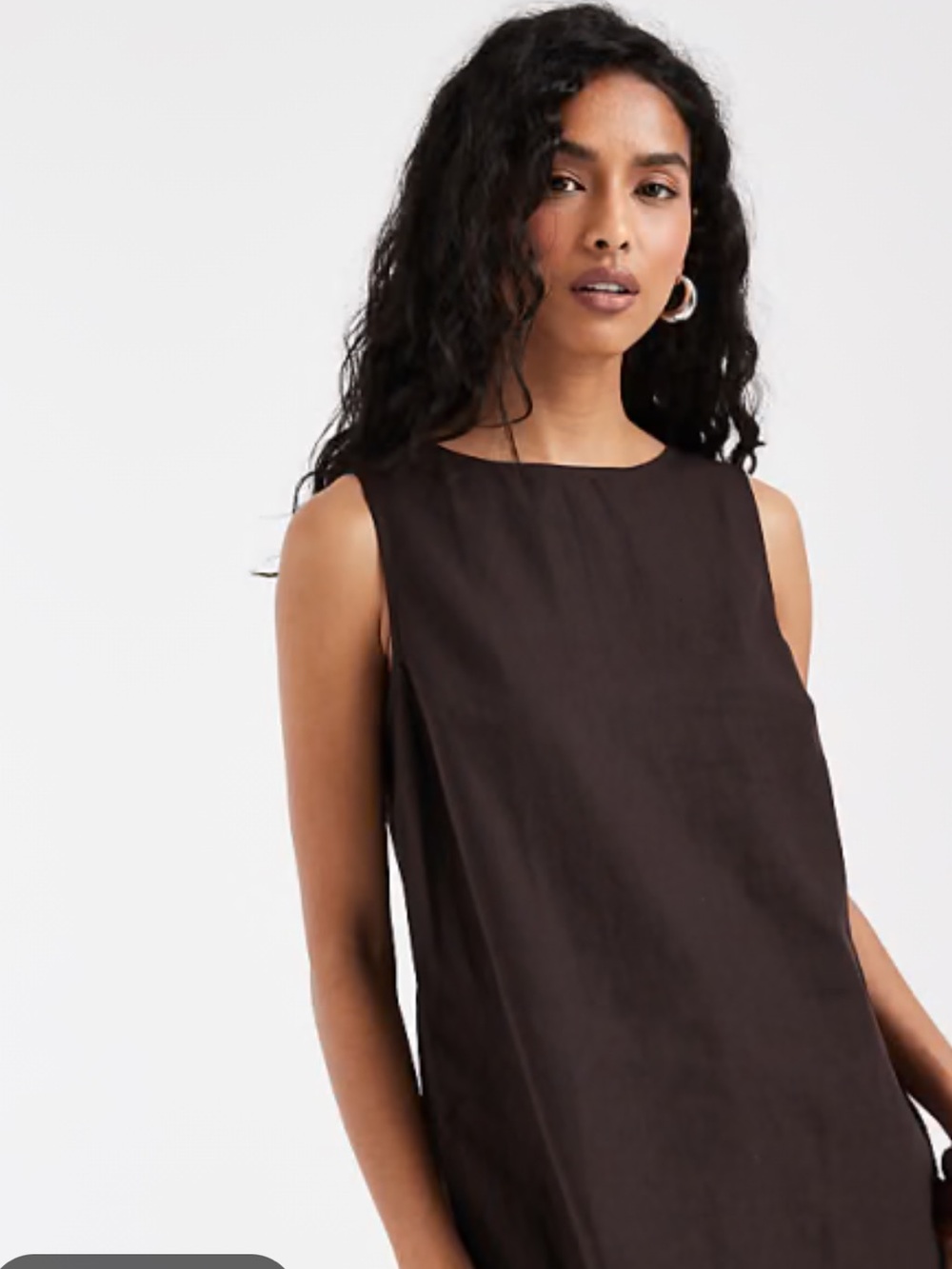 Banana Republic Sleeveless Linen Shell Top in Chocolate Brown